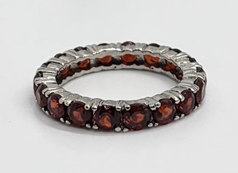 Mozambique Garnet Eternity Band Ring In Stainless