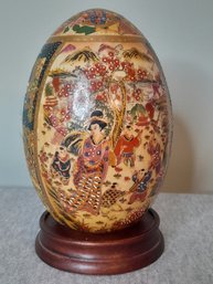 Asian Inspired Decorative Egg On Stand