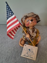 Anna Lee Dolls Army Mouse With Flag