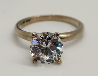 Stunning CZ Solitaire Ring In Sterling Silver