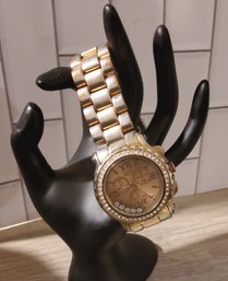 BKE Rose Gold Tone Crystal Bezel Stainless Steel Watch