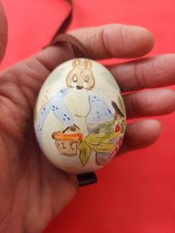 2 Vintage Austrian Hand Painted Eggs- Rabbit Design