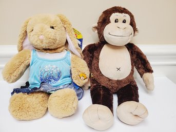 Two Build-A-Bear Plush Toys - Monkey & Rabbit Plush