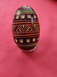 Hand Painted Burgundy Wooden Egg