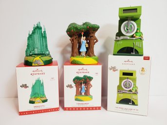 Three Collectible Hallmark Keepsake Christmas Holiday Ornaments - Wizard Of Oz- Magic Motion & Sound