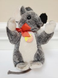 Steiff Mouse Plush Pieps Rat Gray Rodent Red Bow Germany