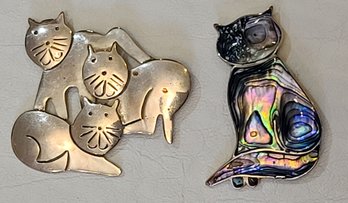 Two Vintage Cat Pins