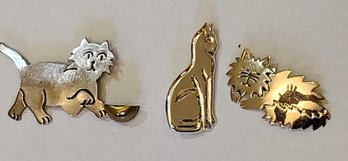 Trio With Of Sterling Vintage Cat Pins