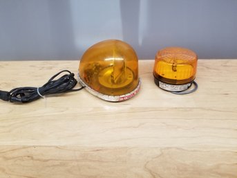 Vintage Federal Signal Amber Fire Ball Model Fbh-12, And EPC Strobe Light Model 144a