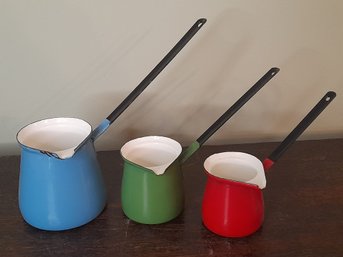 Enameled Butter Pourers Set Of 3