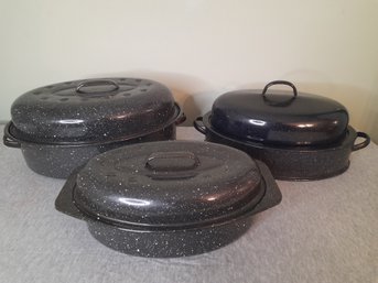 Speckled Enameled Roaster Pans Set Of 3