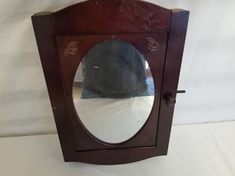 Round Mirror Wood Wall Cabinet