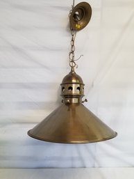 Brass Tone Cone Shaped Shade Pendant Light Game Table/ Card Table Light