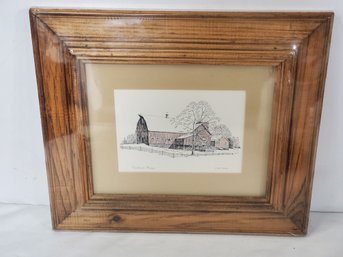 1980 Clark M. Goff Pencil Signed Framed Colored Etching Lithograph Print Big Red Barn - New Sealed