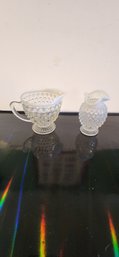 Fenton Hobnail Bud Vase And Creamer