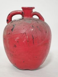 Vintage Heavy Red Panited Fruit Shaped Glass Jug