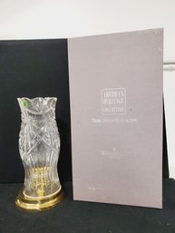 Waterford Crystal Thomas Jefferson American Heritage Hurricane Candle Lamp In Original Box On Heavy Brass Base