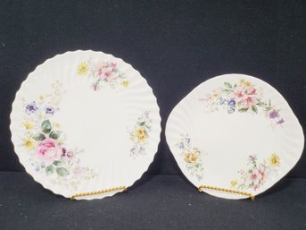 Vintage Royal Doulton Arcadia Fine Bone China Floral Round Platter & Cake Plate H4802 -