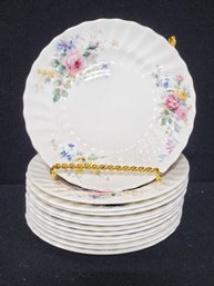 Twelve Vintage Royal Doulton Arcadia Fine Bone China Floral 6 1/2' Tea / Side Plates H4802