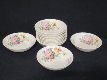 Twelve Vintage Royal Doulton Arcadia Fine Bone China Floral 5 3/8' Fruit Berry Bowls H4802