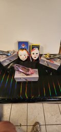 Collection Of Ceramic Masks And Glass Slippers