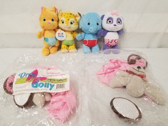 Jim Henson's Snap Toys Word Party Plush Stuffed Animals & Dress Along Dolly Nightgowns