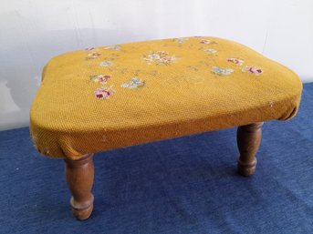 Yellow Embroidered Foot Stool
