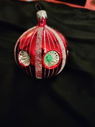 2 Jumbo Polish Indent Glass Ornaments