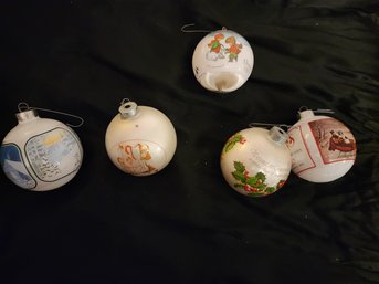 4 Hallmark/ Currier & Ives Ornament & 1 Walsh Ornament