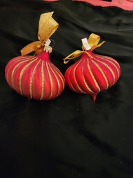 2 Large Red/ Gold German  Spiral Ornaments