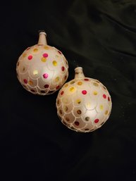 2 Large Austrian Polka Dot Ornaments