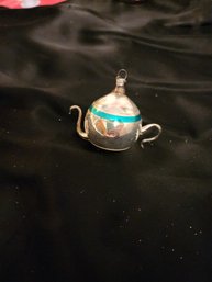 Rare Antique Austrian Tea Pot Glass Ornament