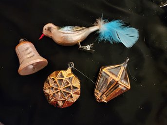 Mixed Lot Of Vintage Bird, Bell And Gold Ornament