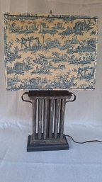 Vintage Candle Mold Lamp Base With Toile Lampshade Made In Essex