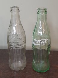 Vintage Glass Bottles Set Of 2