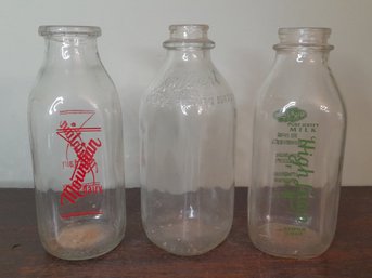 Vintage Glass Milk Bottles