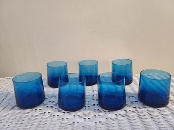MidCentury 8 Oz Fabulous Blue Colored Glasses