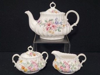 Vintage Royal Doulton Arcadia Fine Bone China Tea Pot With Sugar Bowl & Creamer Pitcher H4208