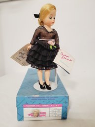 Vintage Madame Alexander Portrettes Babette Blonde Hair Blue Eyed Doll With Stand, Tags & Original Box