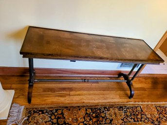 Wood Console Table With Brass Bar