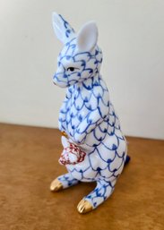 Not Quite Herend But Close.  With 24Kt. Fine Porcelain Fishnet Kangaroo  -