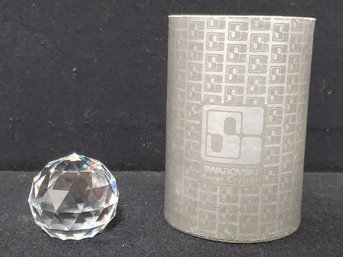 Vintage Swarovski Crystal Faceted Round 1.75'h Prism Ball Figurine In Original Box