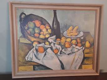 Framed Still Life Print On Board- Bowl Of Oranges