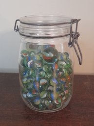 Vintage Glass Marbles In A Jar #1