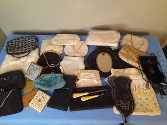 Mixed Vintage Beaded Purses And Accessories