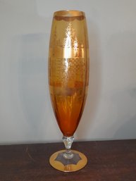 Tall Glass Amber Vase