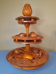 Wood Carved Fruit Stand Decor