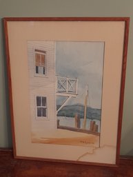 Signed Water Color- Landscape Dock View