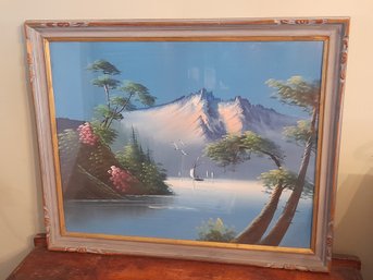 Painting On Canvas- Mountains By The Water
