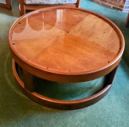 Large Vintage Oak Barrel Coffee Table By.Howard Furniture